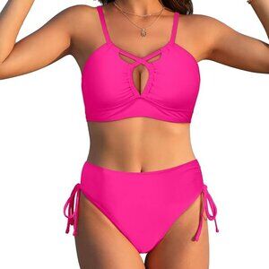 High Waisted Tummy Control Two Piece Bathing Suit
